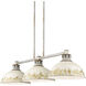 Kinsley 3 Light 38.88 inch Aged Galvanized Steel Linear Pendant Ceiling Light in Antique Ivory